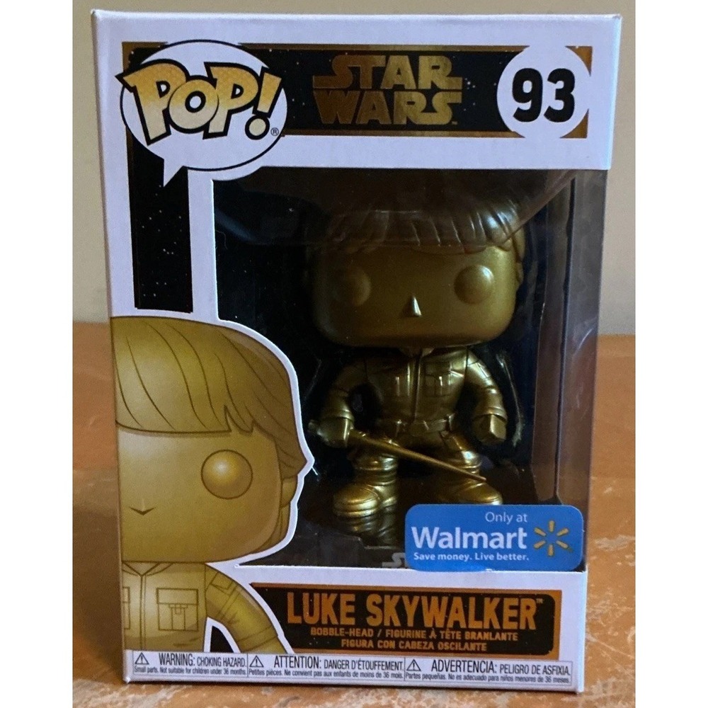 Funko Pop! Luke Skywalker 93 Walmart Exclusive Gold Star Wars Disney Vinyl Toy